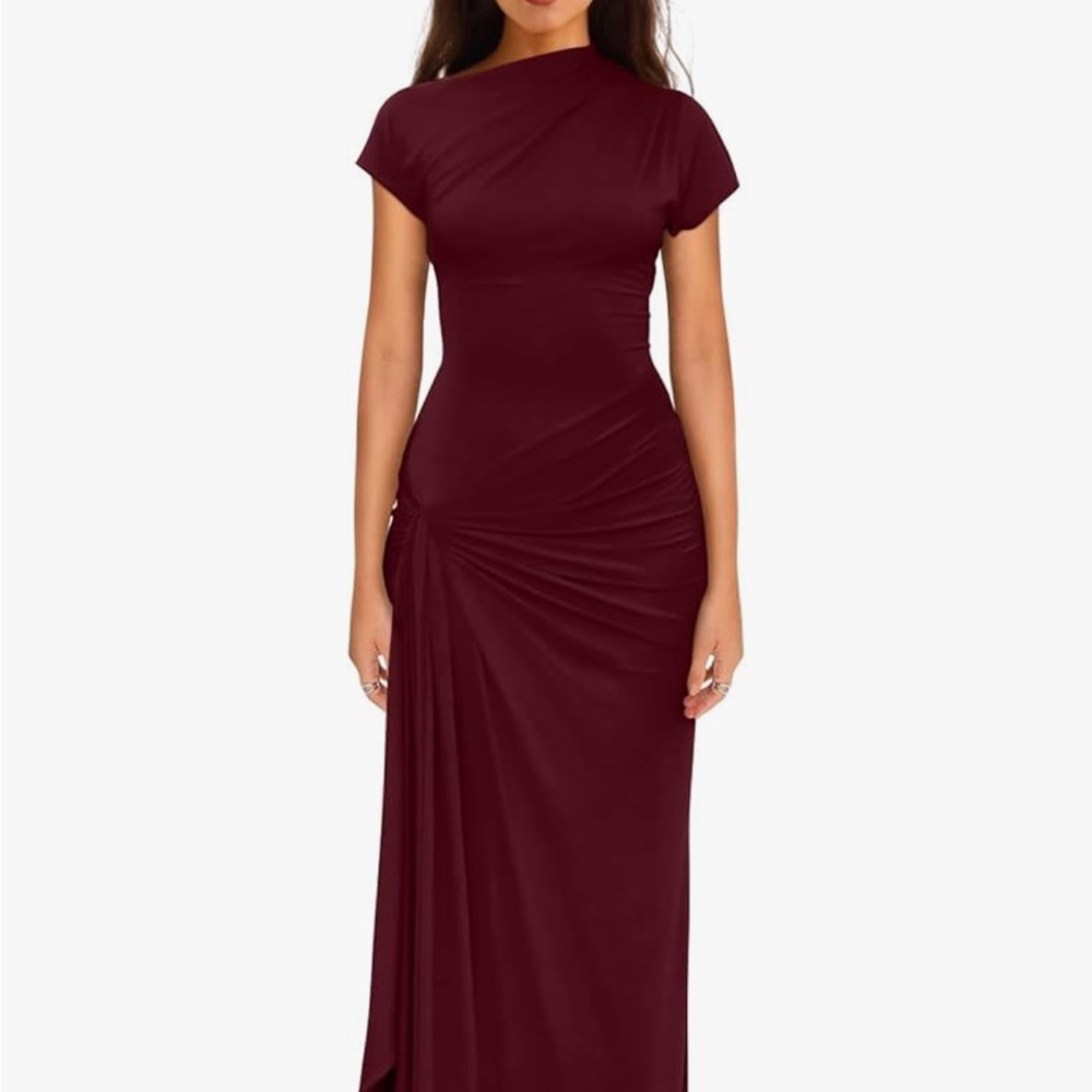 Elegant Burgundy Evening Gown